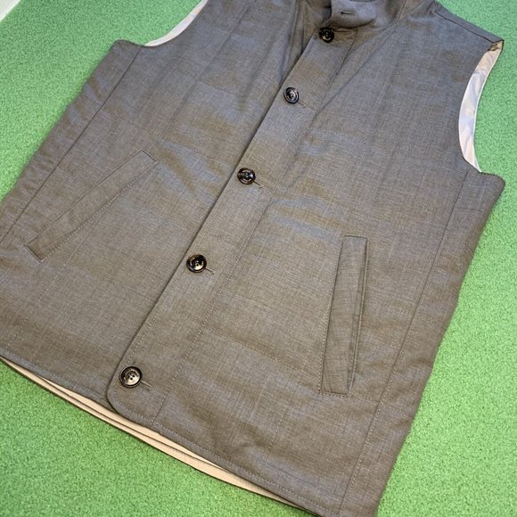 Peter Millar Collection Quilted Vest Suede Leather Trim Collar Size Medium - Picture 5 of 9